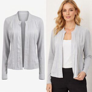 Cache Light Gray Open Front Jacket | Ribbed Sleeves | Lightweight | Size 8